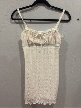 Garage Ivory and Light Pink Lace Dress with Tie Front